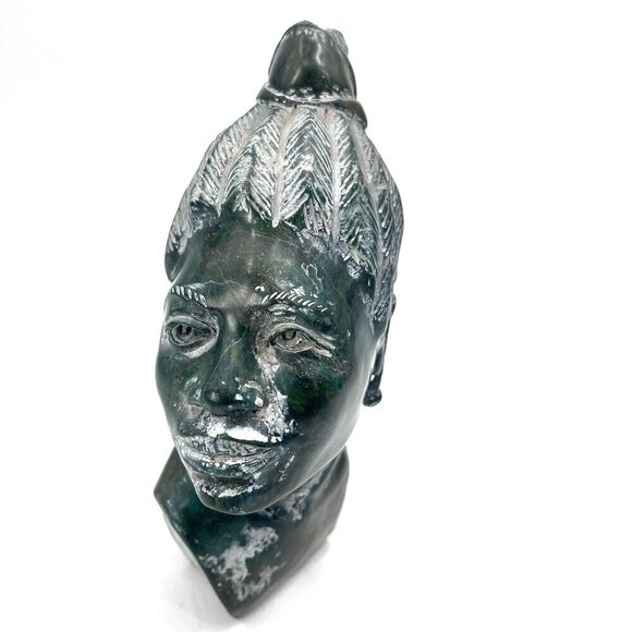 Gladmore Other - African Shona Girl Carved Verdite Statue Musikana by Reza Gladmore Zimbabwe